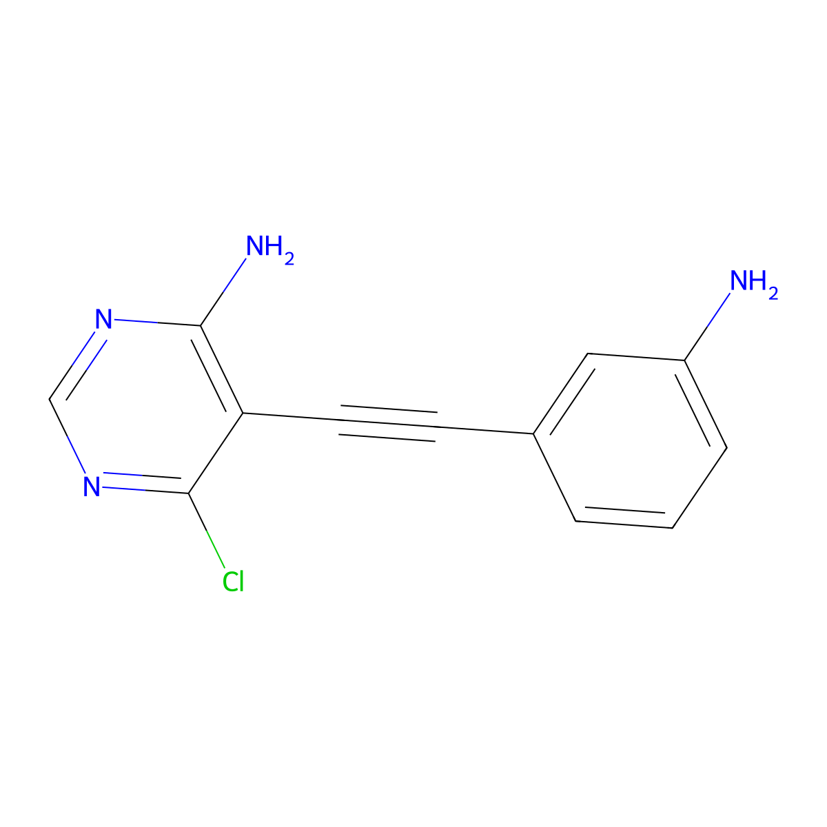 5-((3-Aminophenyl)ethynyl)-6-chloropyrimidin-4-amine molecular structure, CAS 1236291-95-4
