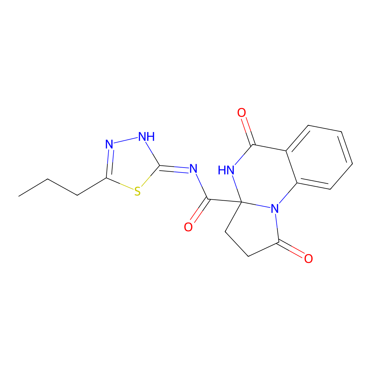 1,5-dioxo-N-[(2Z)-5-propyl-1,3,4-thiadiazol-2(3H)-ylidene]-2,3,4,5-tetrahydropyrrolo[1,2-a]quinazoline-3a(1H)-carboxamide molecular structure, CAS 1236295-47-8