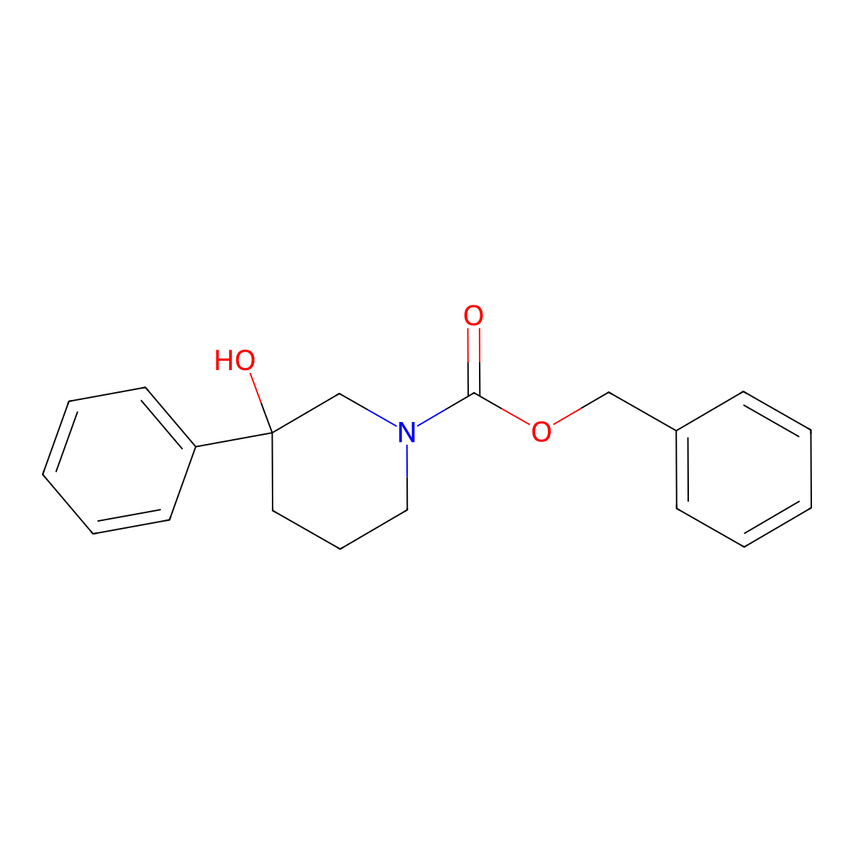 Benzyl 3-hydroxy-3-phenylpiperidine-1-carboxylate molecular structure, CAS 1236302-31-0