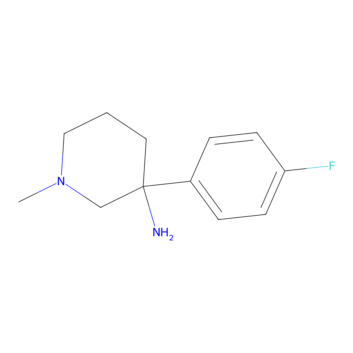 3-(4-Fluorophenyl)-1-methylpiperidin-3-amine molecular structure, CAS 1236302-34-3