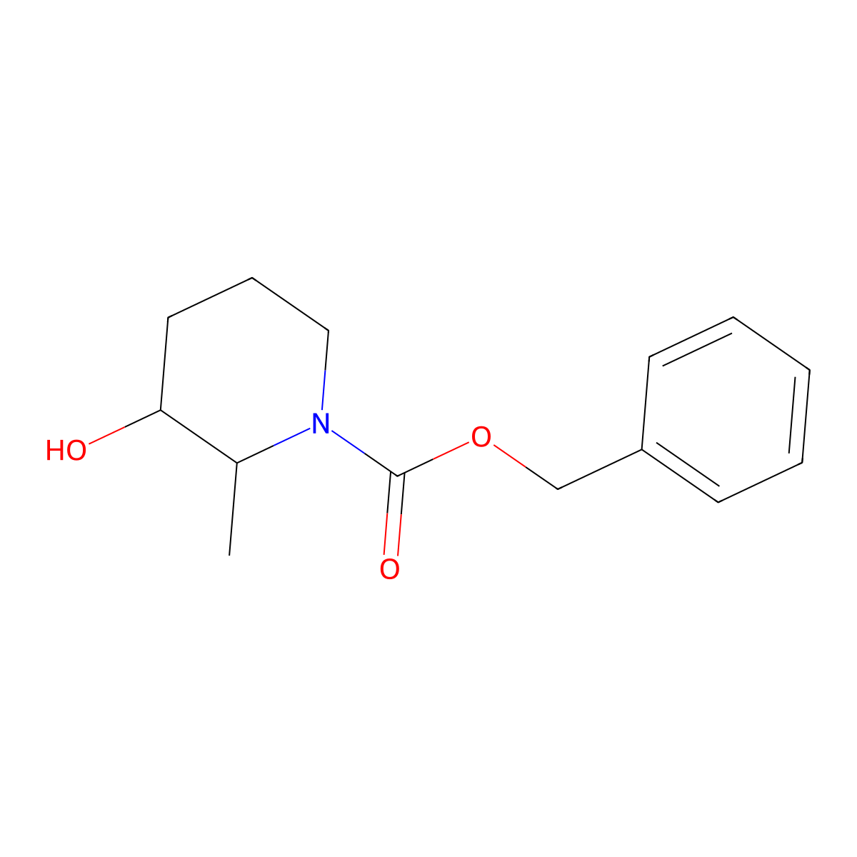 Benzyl 3-hydroxy-2-methylpiperidine-1-carboxylate molecular structure, CAS 1236302-37-6