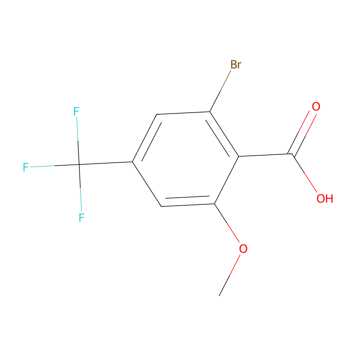 2-Bromo-6-methoxy-4-(trifluoromethyl)benzoic acid molecular structure, CAS 1236303-02-8
