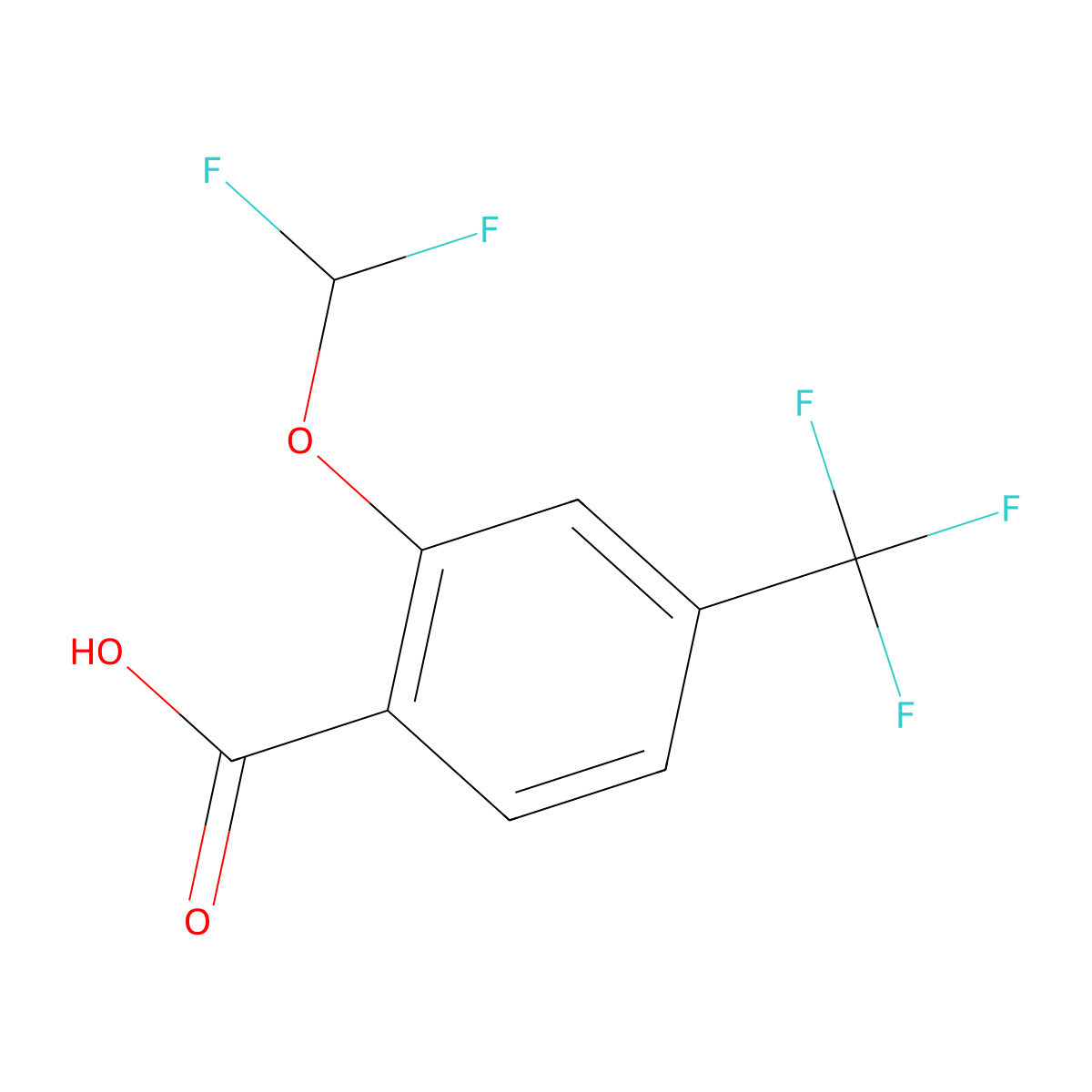 2-(Difluoromethoxy)-4-(trifluoromethyl)benzoic acid molecular structure, CAS 1236303-07-3