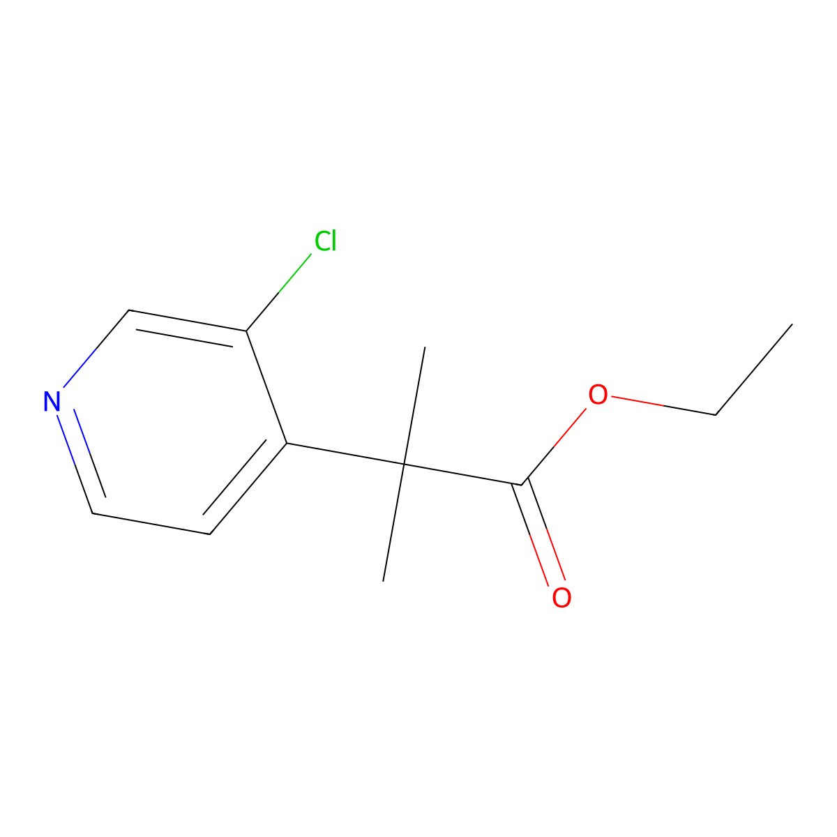 Ethyl 2-(3-chloropyridin-4-YL)-2-methylpropanoate molecular structure, CAS 1236305-50-2