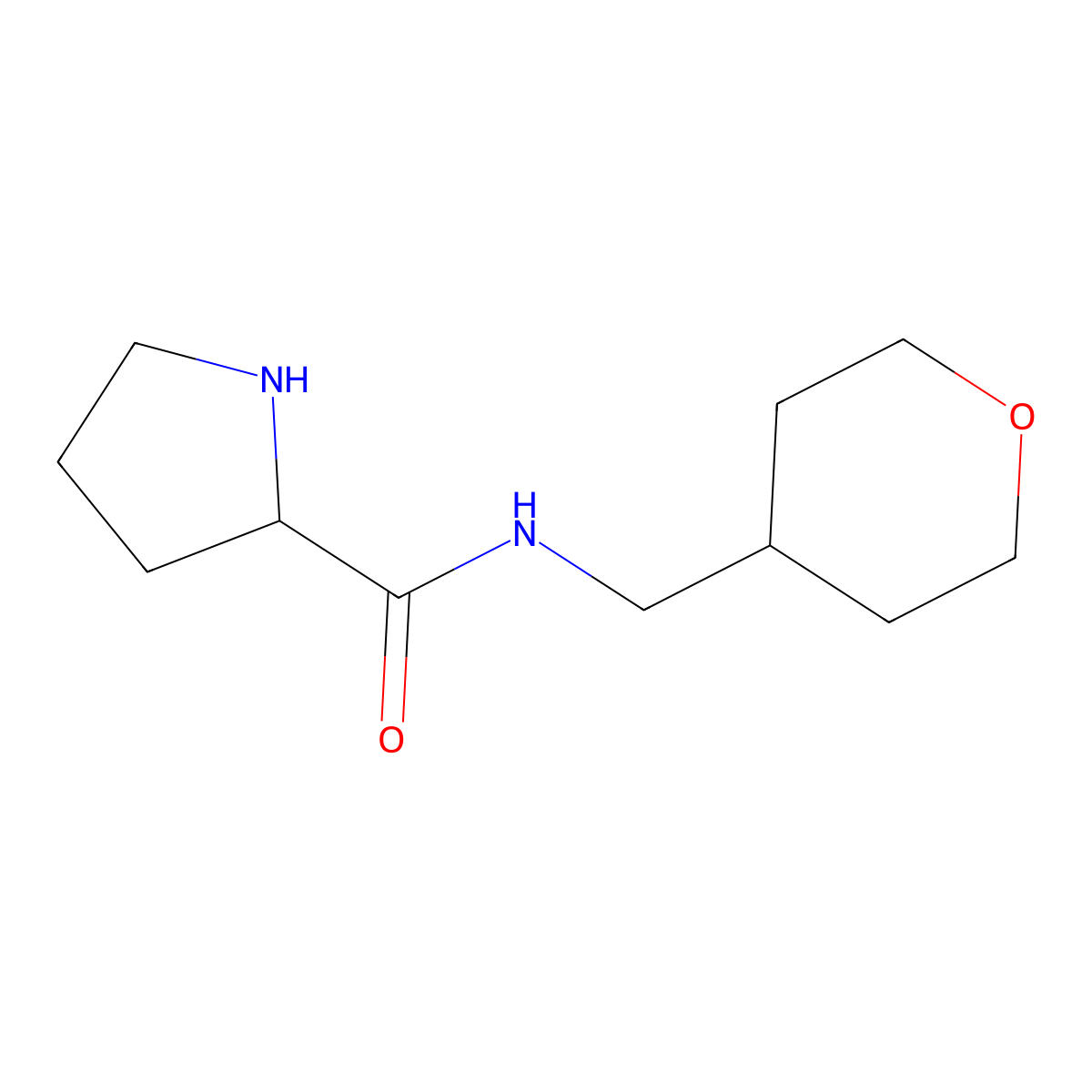 N-[(oxan-4-yl)methyl]pyrrolidine-2-carboxamide molecular structure, CAS 1236347-16-2