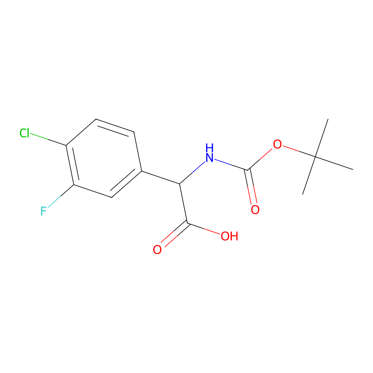 2-{[(Tert-butoxy)carbonyl]amino}-2-(4-chloro-3-fluorophenyl)acetic acid molecular structure, CAS 1236349-77-1