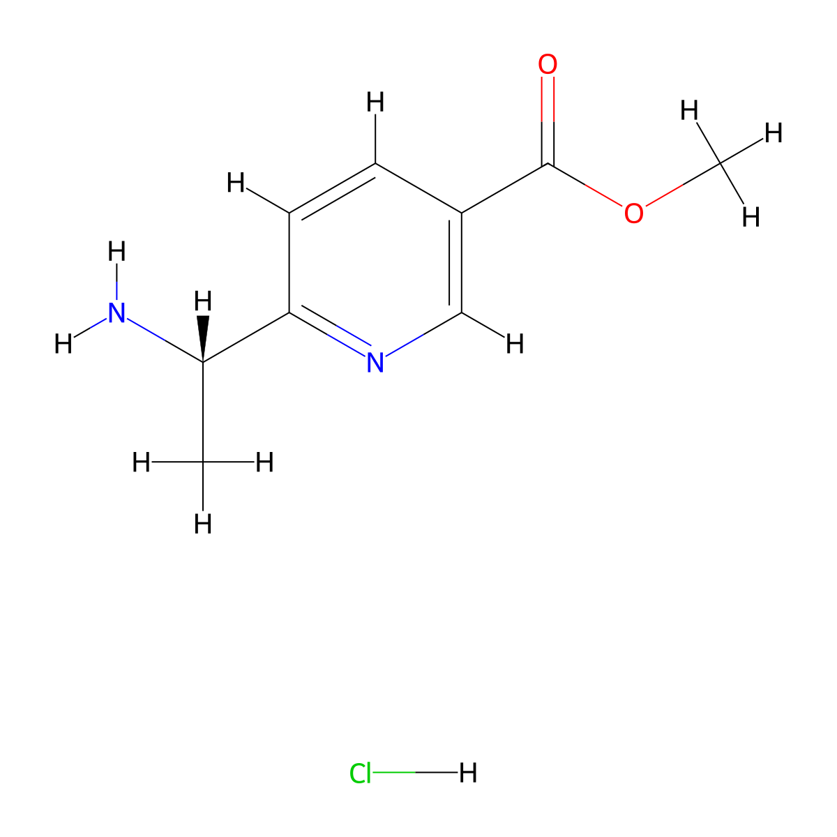 (S)-Methyl 6-(1-aminoethyl)nicotinate hydrochloride molecular structure, CAS 1236349-85-1