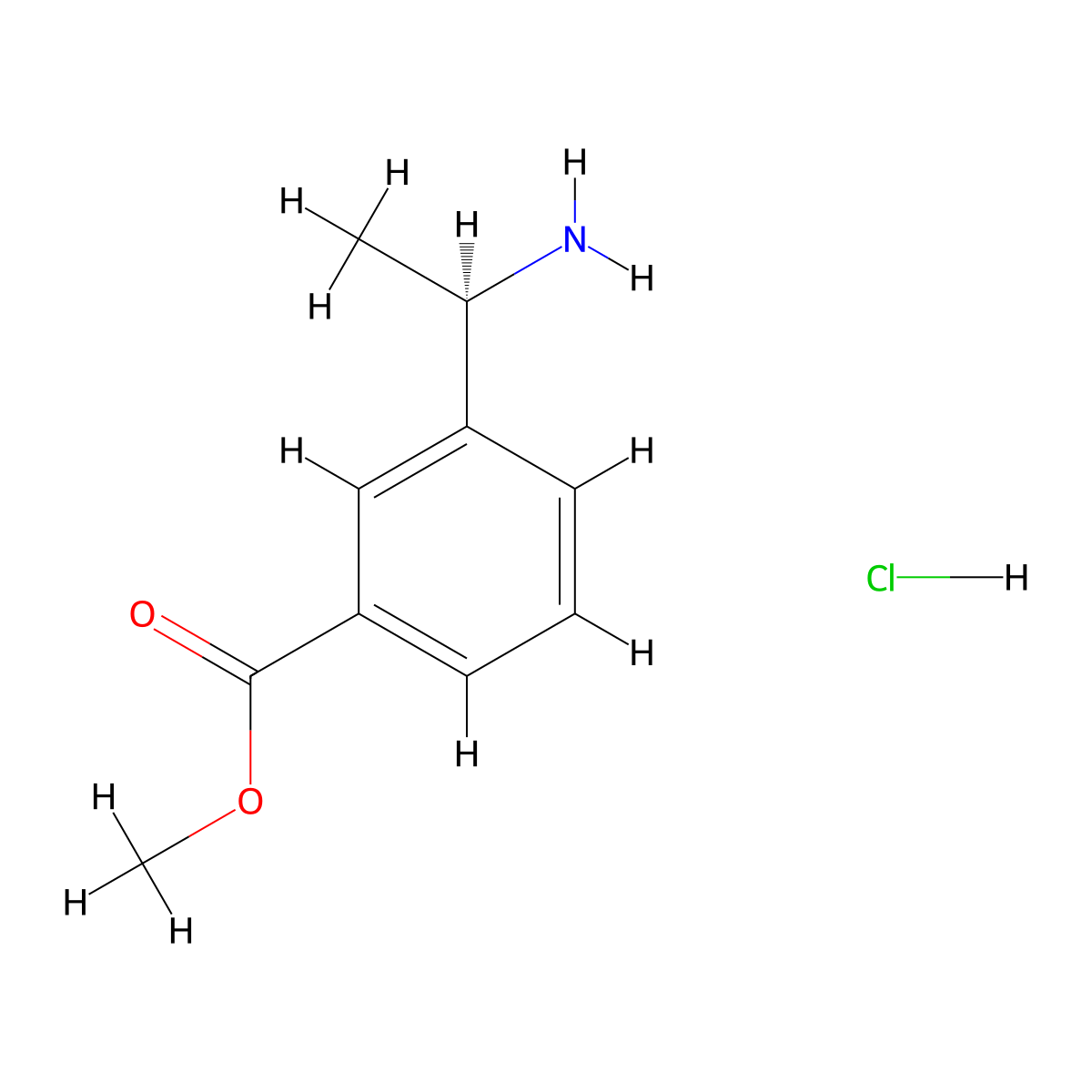 (R)-Methyl 3-(1-aminoethyl)benzoate hydrochloride molecular structure, CAS 1236353-78-8