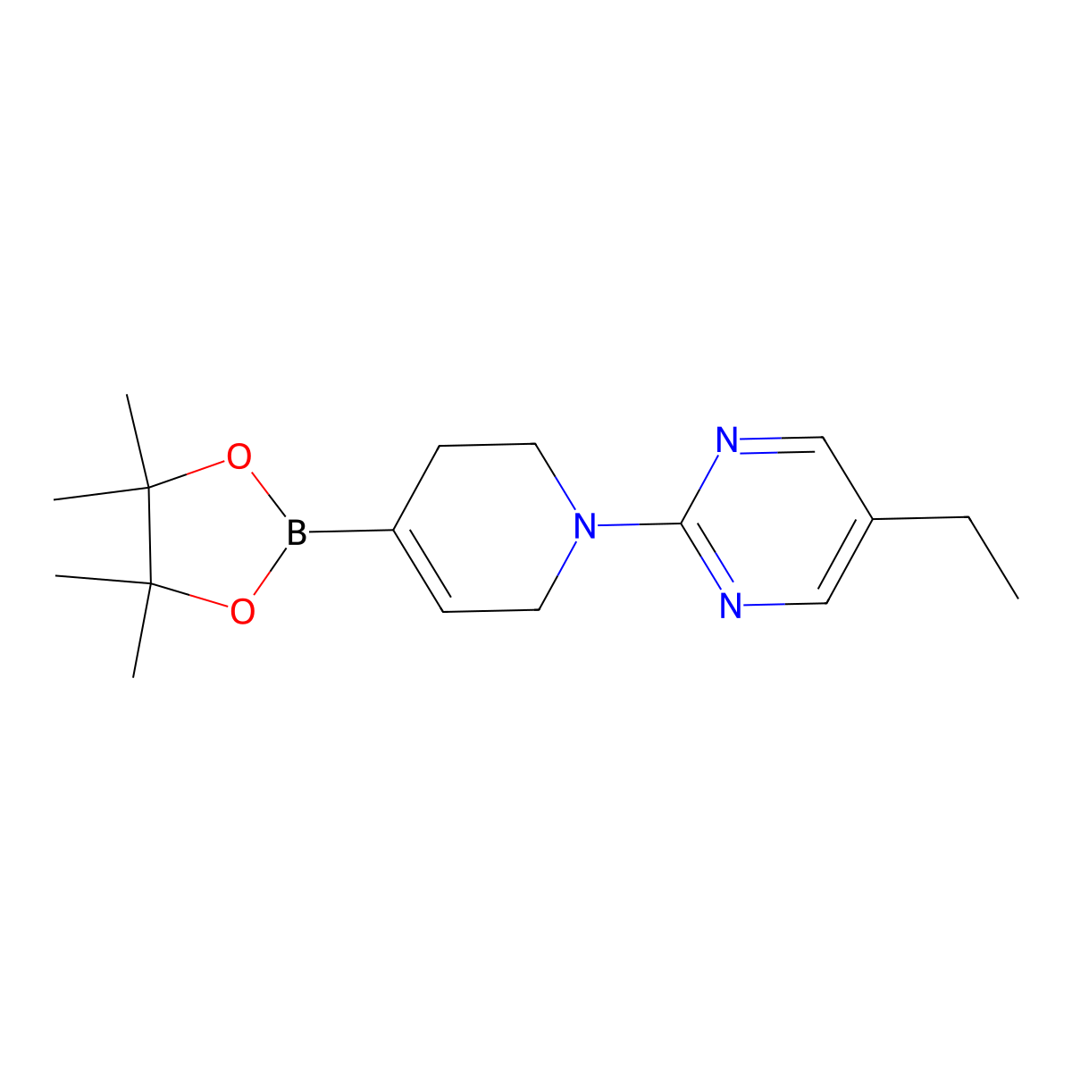 5-Ethyl-2-[4-(tetramethyl-1,3,2-dioxaborolan-2-yl)-1,2,3,6-tetrahydropyridin-1-yl]pyrimidine molecular structure, CAS 1236354-95-2