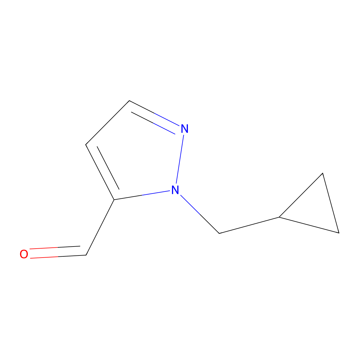 1-(Cyclopropylmethyl)-1H-pyrazole-5-carbaldehyde molecular structure, CAS 1236365-97-1