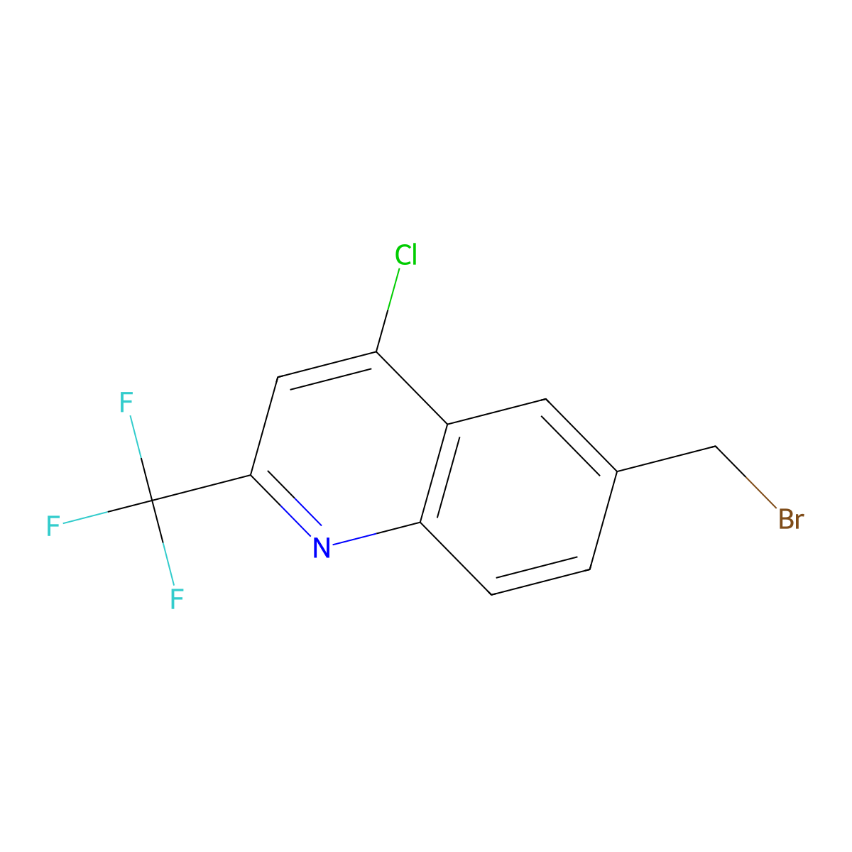 6-(Bromomethyl)-4-chloro-2-(trifluoromethyl)quinoline molecular structure, CAS 123637-51-4