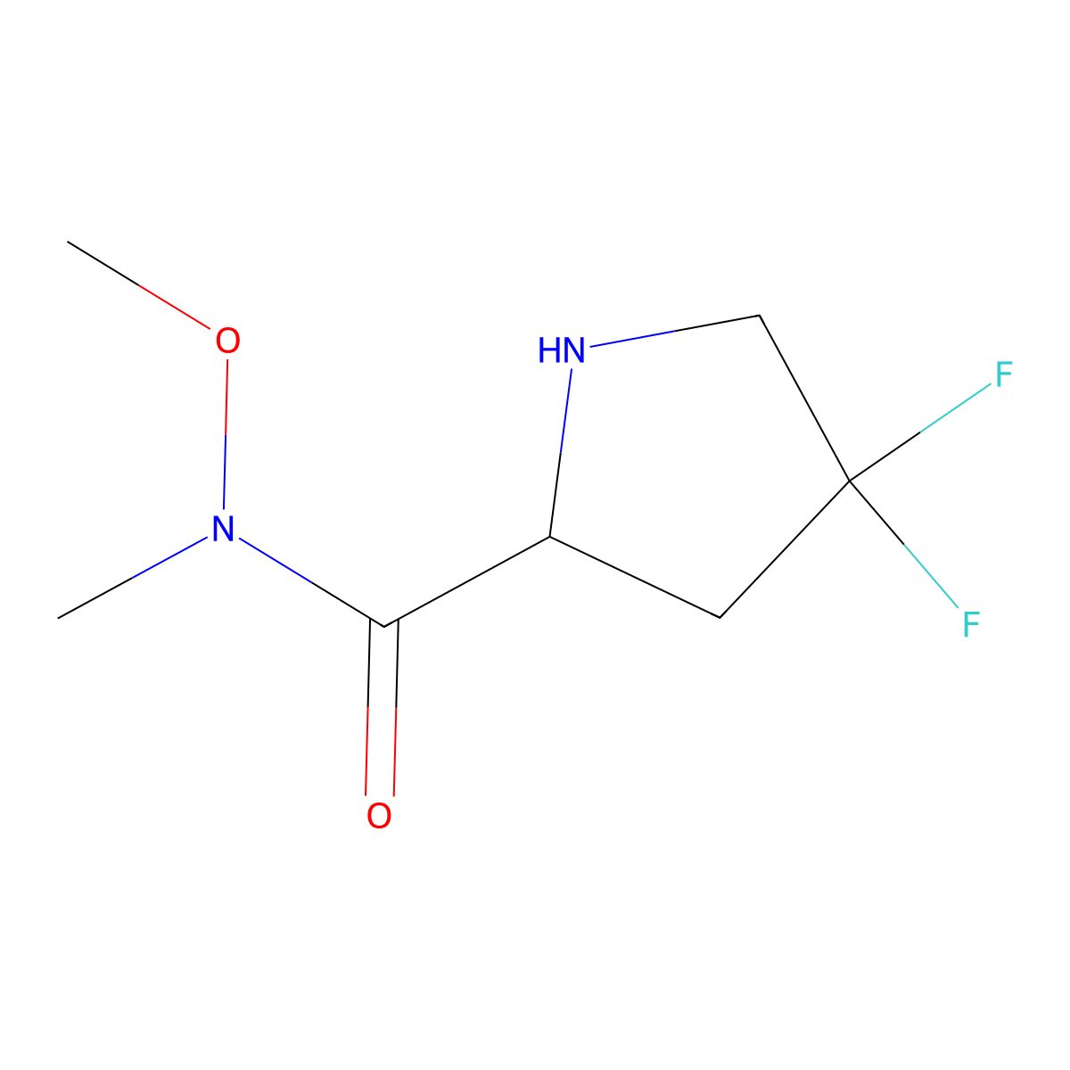 (2S)-4,4-difluoro-N-methoxy-N-methylpyrrolidine-2-carboxamide molecular structure, CAS 1236377-35-7