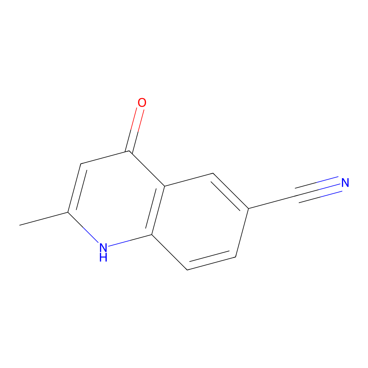 2-Methyl-4-oxo-1,4-dihydro-6-quinolinecarbonitrile molecular structure, CAS 123638-03-9