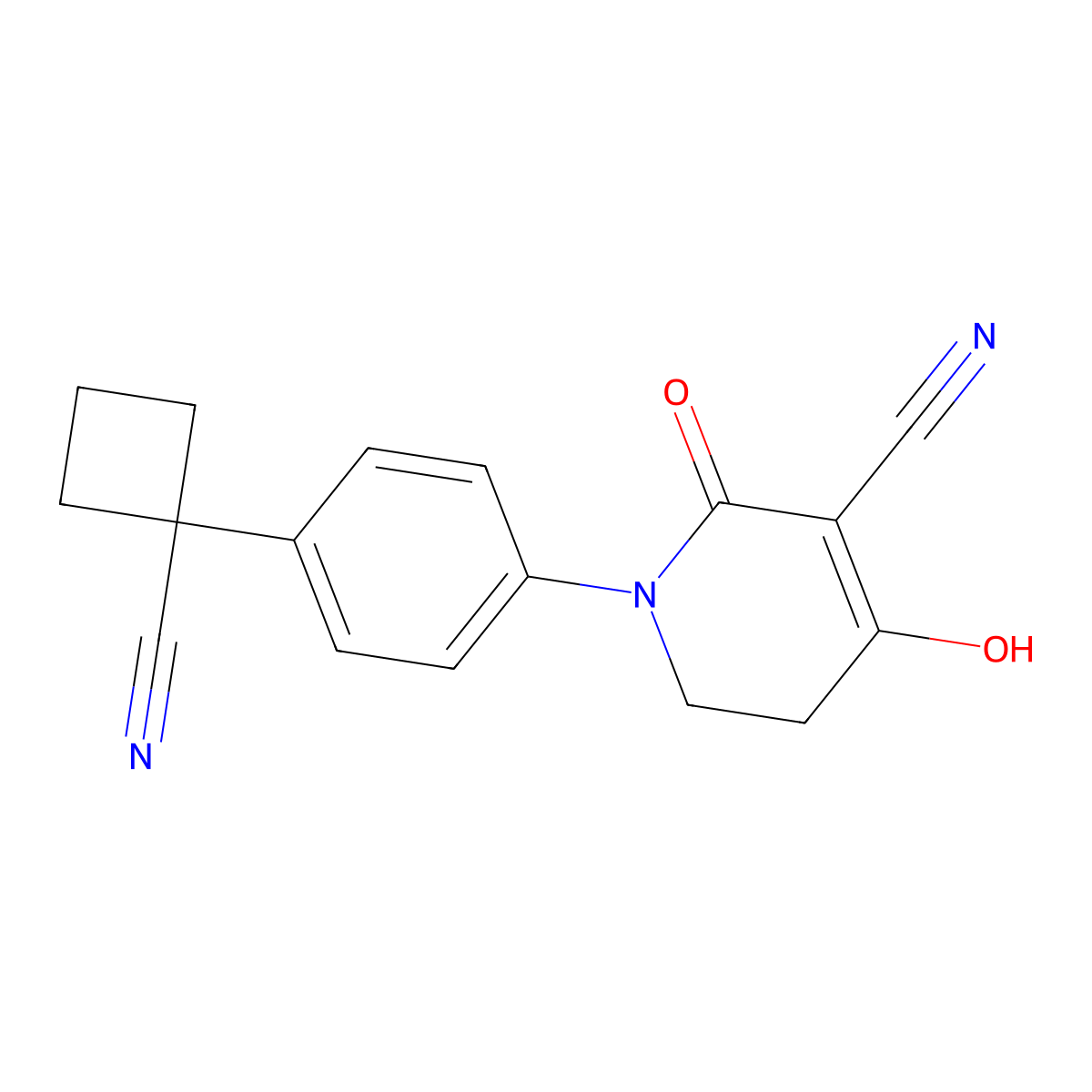 1-(4-(1-Cyanocyclobutyl)phenyl)-4-hydroxy-2-oxo-1,2,5,6-tetrahydropyridine-3-carbonitrile molecular structure, CAS 1236409-72-5