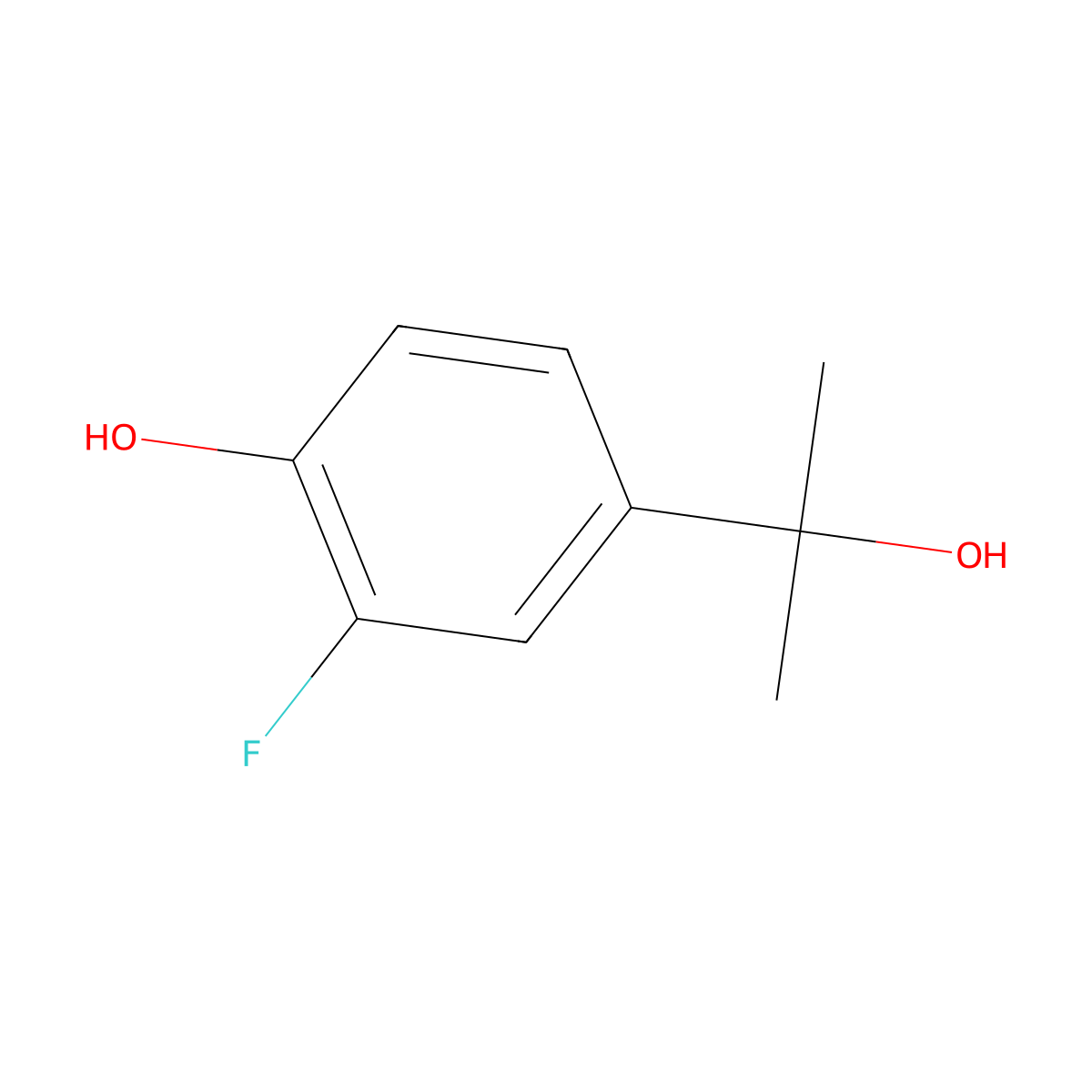 2-Fluoro-4-(2-hydroxypropan-2-yl)phenol molecular structure, CAS 1236409-89-4