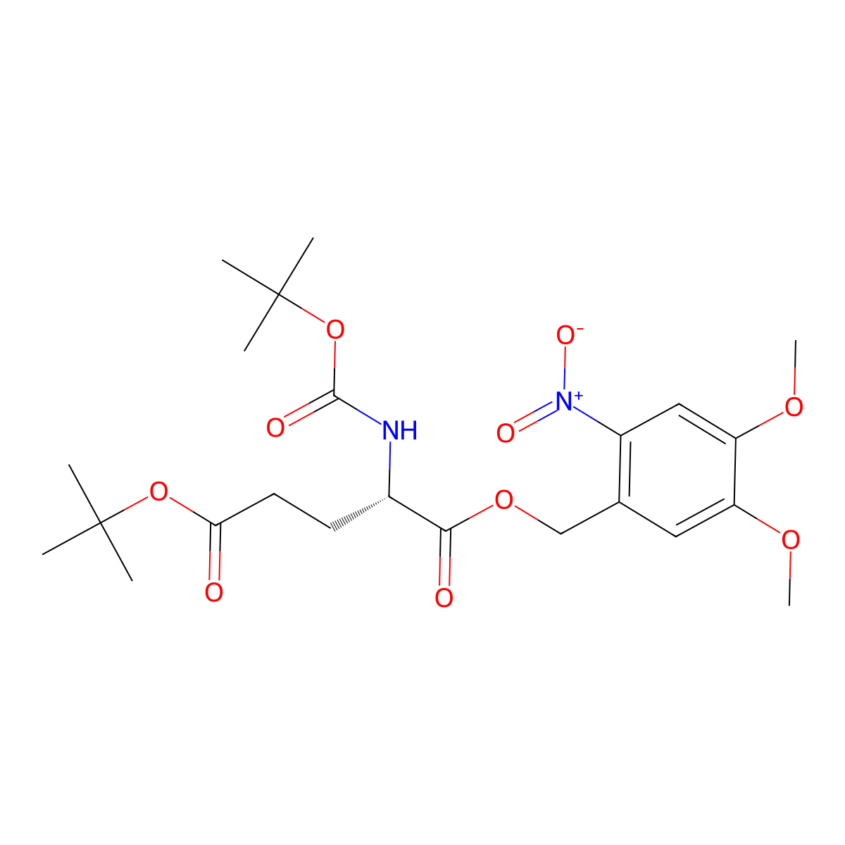 5-(tert-butyl) 1-(4,5-dimethoxy-2-nitrobenzyl) (tert-butoxycarbonyl)-L-glutamate molecular structure, CAS 123642-55-7