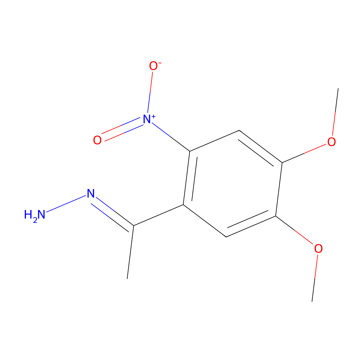 (1-(4,5-Dimethoxy-2-nitrophenyl)ethylidene)hydrazine molecular structure, CAS 123642-61-5