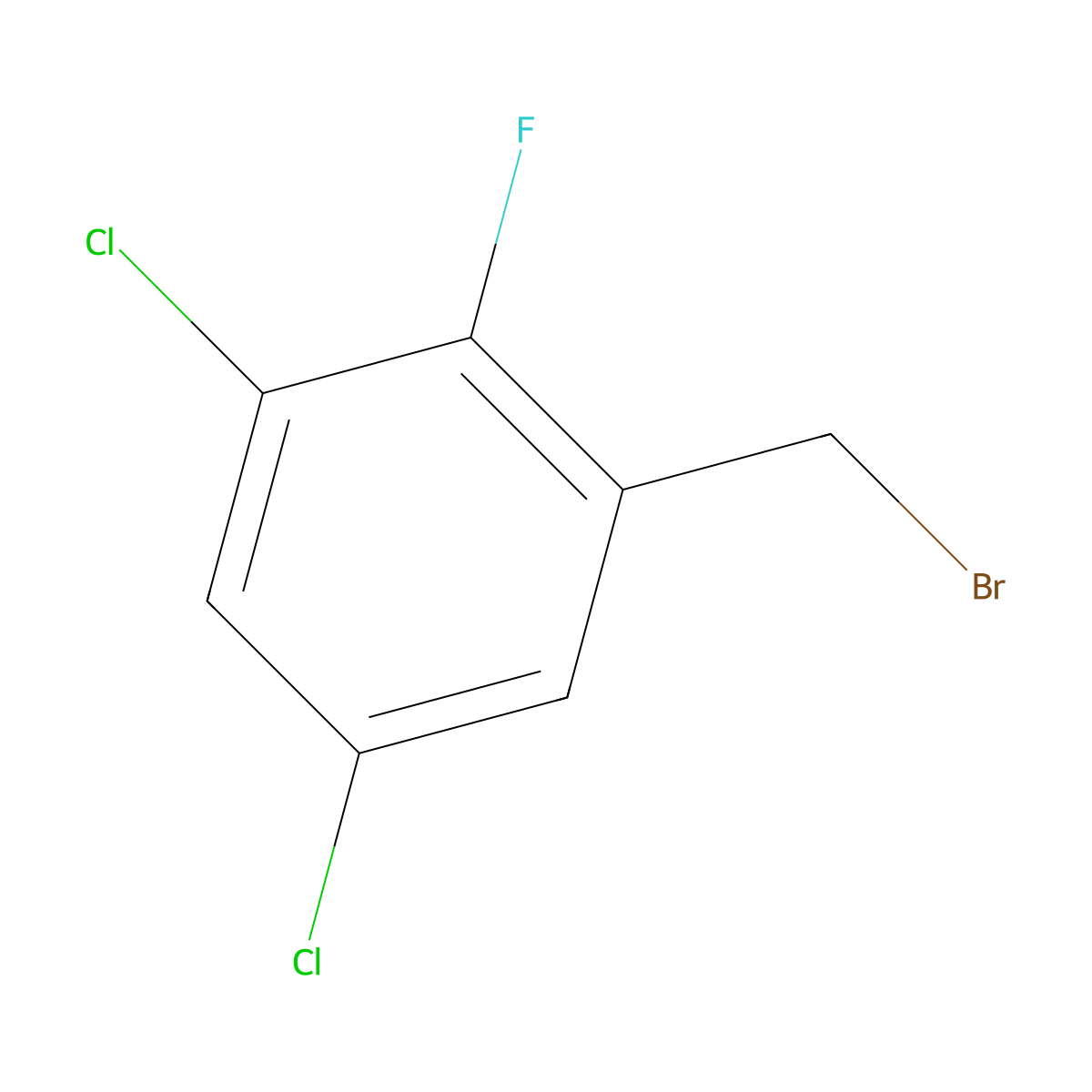 1-(Bromomethyl)-3,5-dichloro-2-fluorobenzene molecular structure, CAS 1236480-49-1