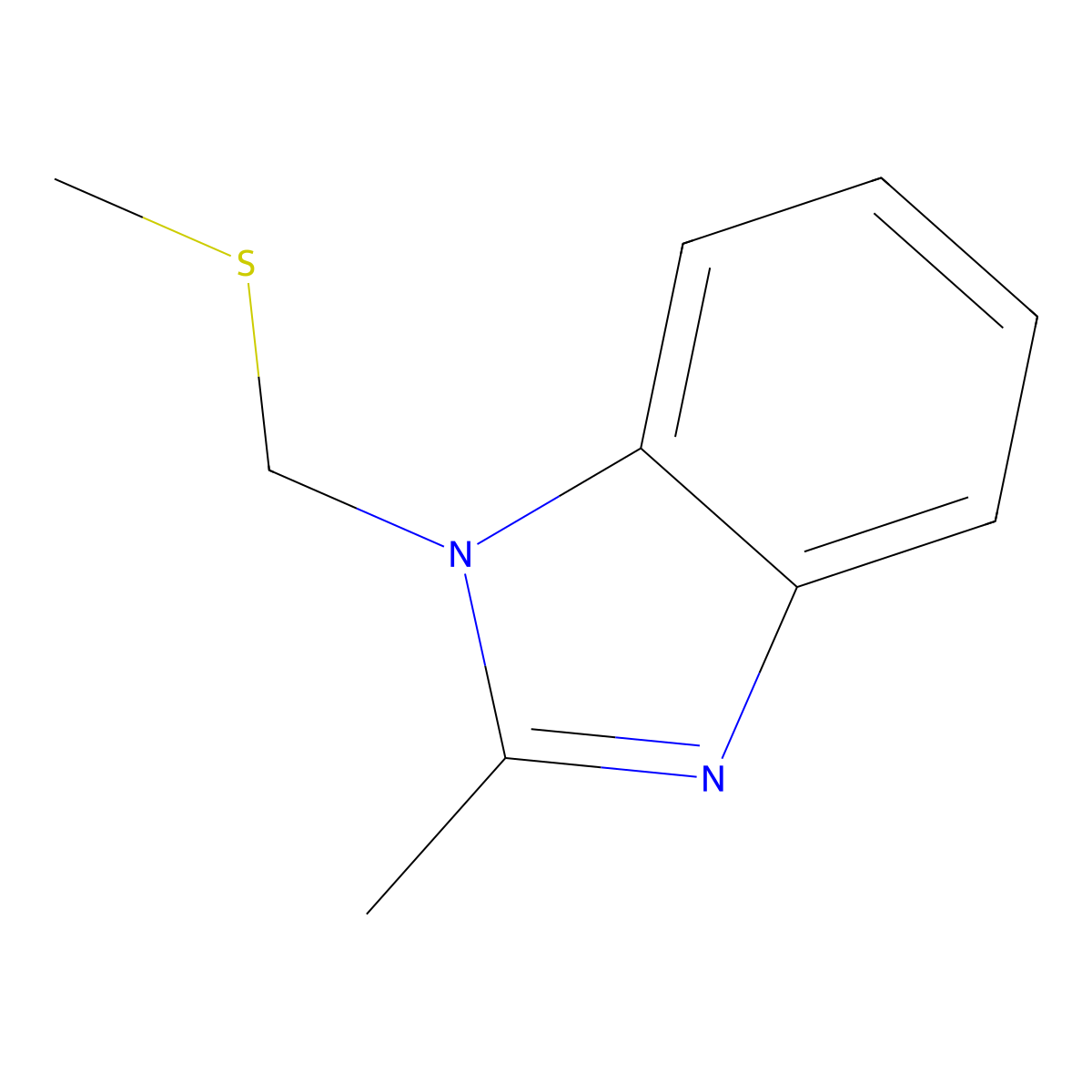 2-Methyl-1-(methylsulfanylmethyl)benzimidazole molecular structure, CAS 123651-52-5