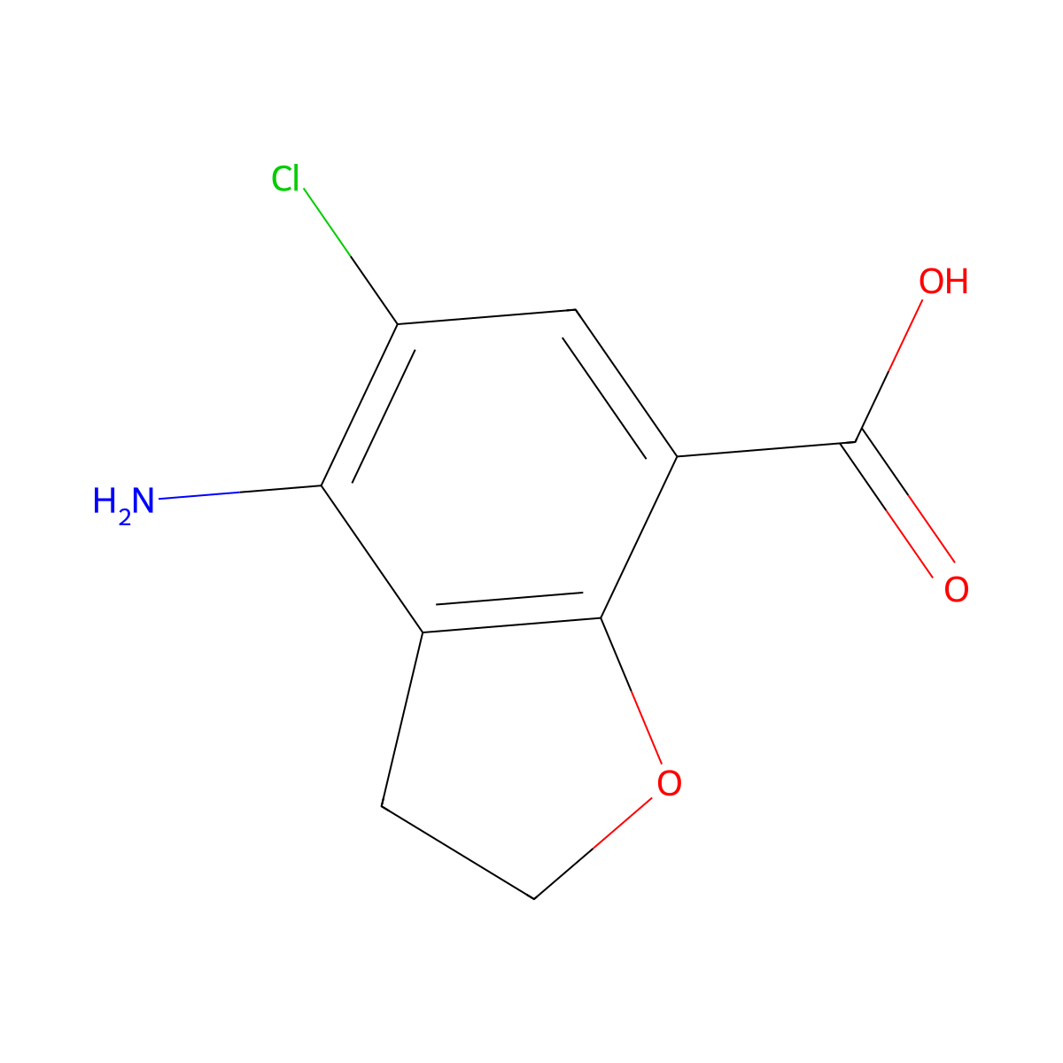 4-Amino-5-chloro-2,3-dihydrobenzofuran-7-carboxylic acid molecular structure, CAS 123654-26-2