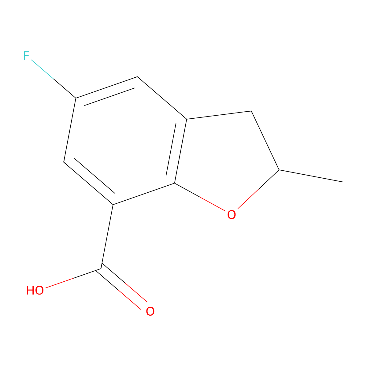 5-Fluoro-2-methyl-2,3-dihydrobenzofuran-7-carboxylic acid molecular structure, CAS 123656-38-2