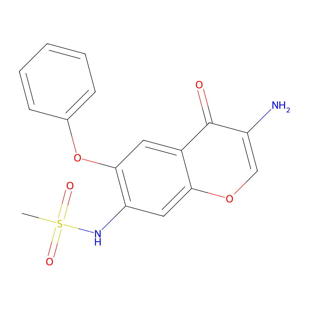 3-amino-7-methylsulfonylamino-6-phenoxy-4H-1-benzopyran-4-one molecular structure, CAS 123663-48-9