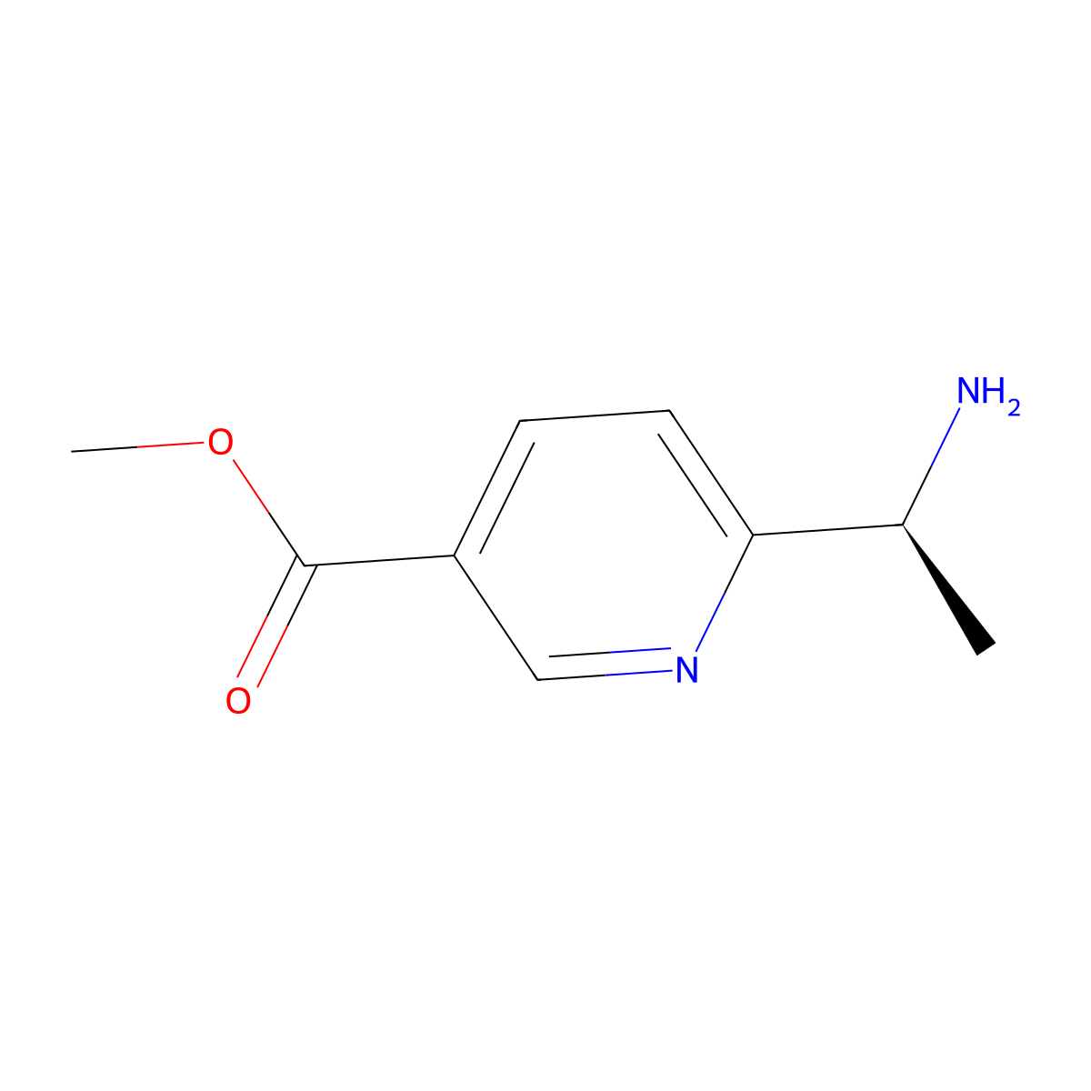Methyl (S)-6-(1-aminoethyl)nicotinate molecular structure, CAS 1236699-82-3