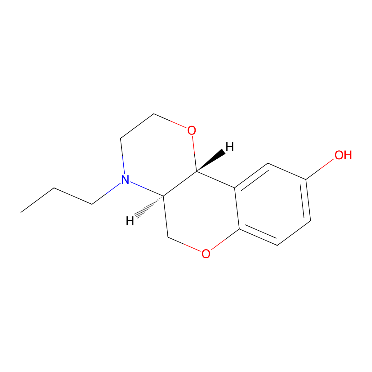 (4aR,10bR)-3,4,4a,10b-Tetrahydro-4-propyl-2H,5H-(1)benzopyrano(4,3-b)-1,4-oxazin-9-ol molecular structure, CAS 123671-92-1