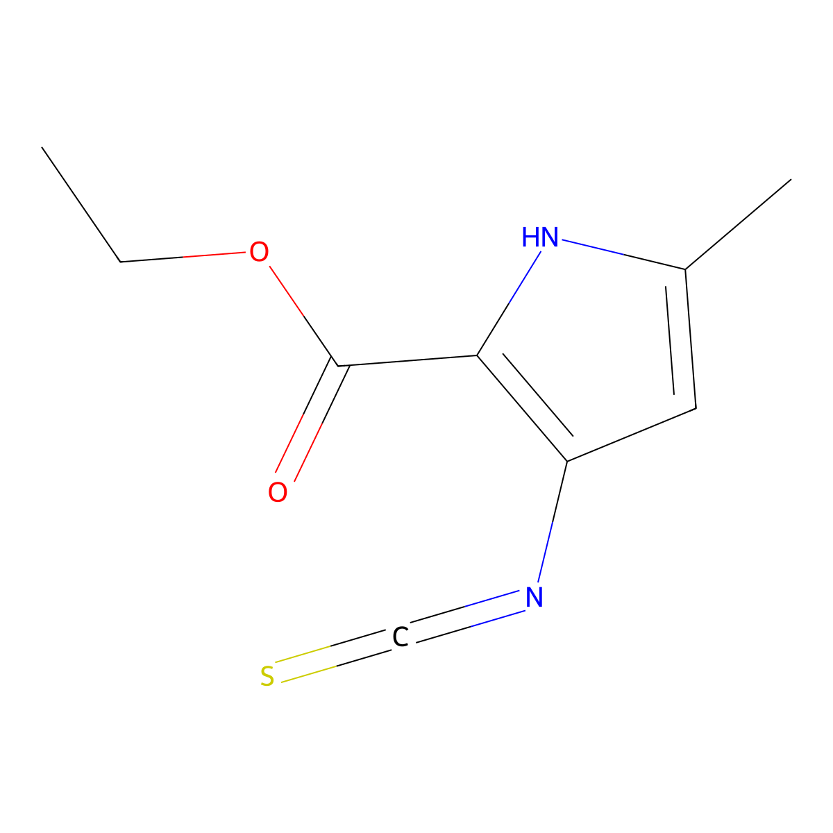ethyl 3-isothiocyanato-5-methyl-1H-pyrrole-2-carboxylate molecular structure, CAS 1236764-27-4