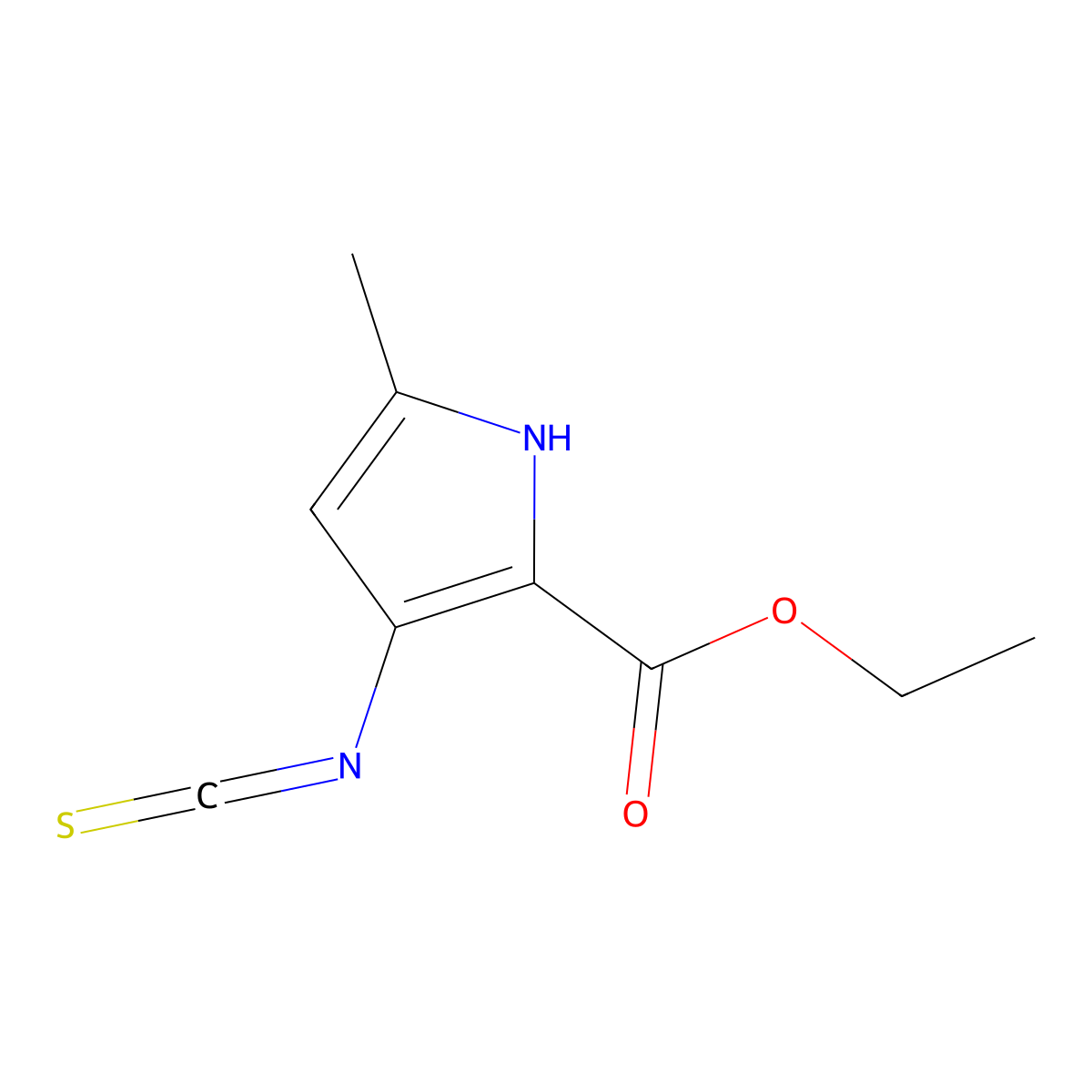 ethyl 3-isothiocyanato-5-methyl-1H-pyrrole-2-carboxylate molecular structure, CAS 1236764-27-4