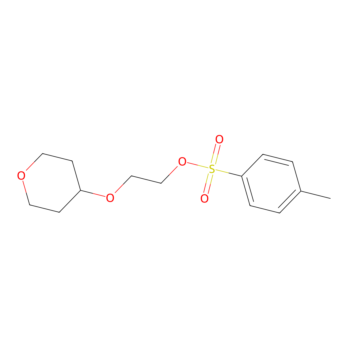 2-((tetrahydro-2H-pyran-4-yl)oxy)ethyl 4-methylbenzenesulfonate molecular structure, CAS 1236764-45-6