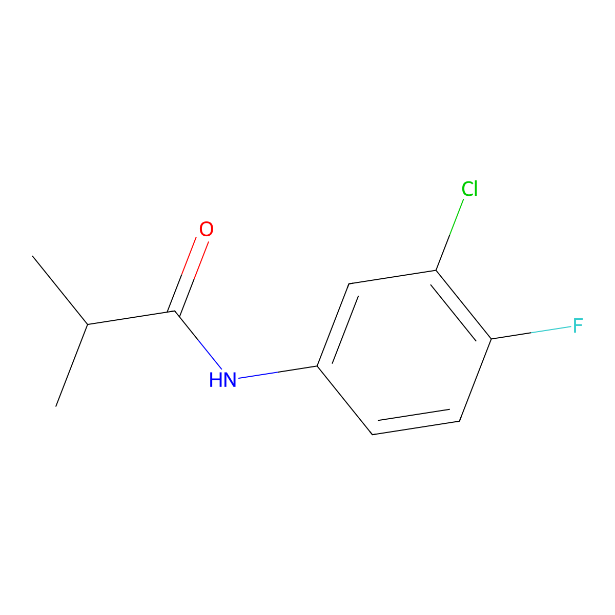 N-(3-chloro-4-fluorophenyl)-2-methylpropanamide molecular structure, CAS 123682-37-1