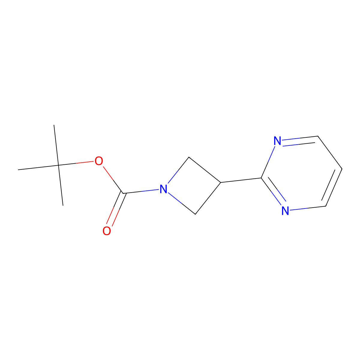 Tert-butyl 3-(pyrimidin-2-yl)azetidine-1-carboxylate molecular structure, CAS 1236861-59-8