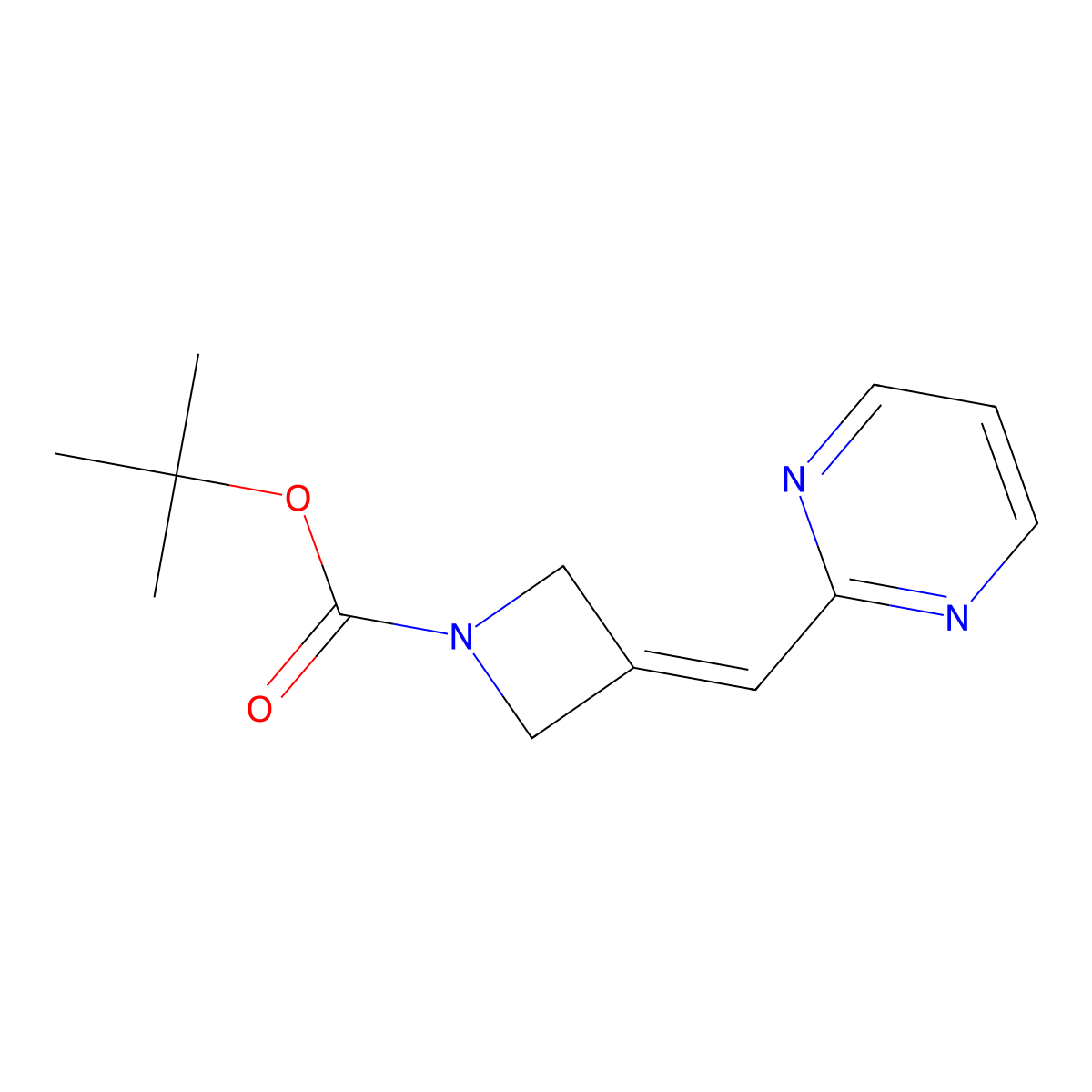 Tert-butyl 3-(pyrimidin-2-ylmethylene)azetidine-1-carboxylate molecular structure, CAS 1236861-89-4