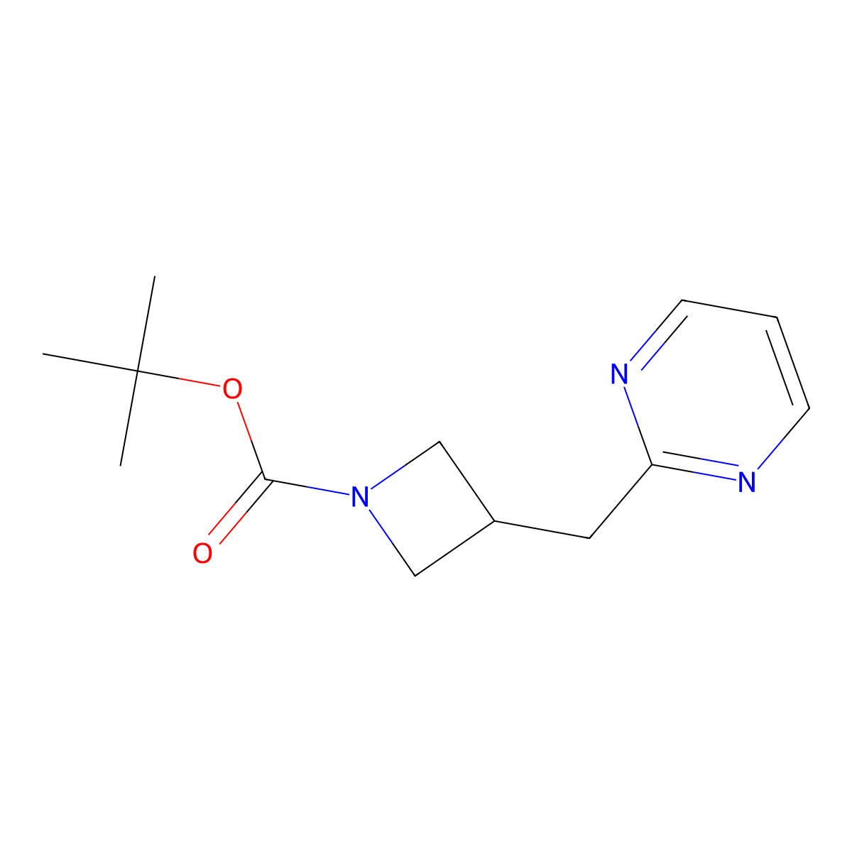 Tert-butyl 3-[(pyrimidin-2-yl)methyl]azetidine-1-carboxylate molecular structure, CAS 1236861-90-7