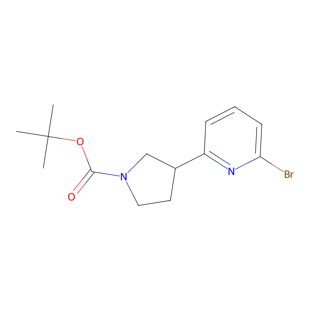 Tert-butyl 3-(6-bromopyridin-2-yl)pyrrolidine-1-carboxylate molecular structure, CAS 1236862-14-8