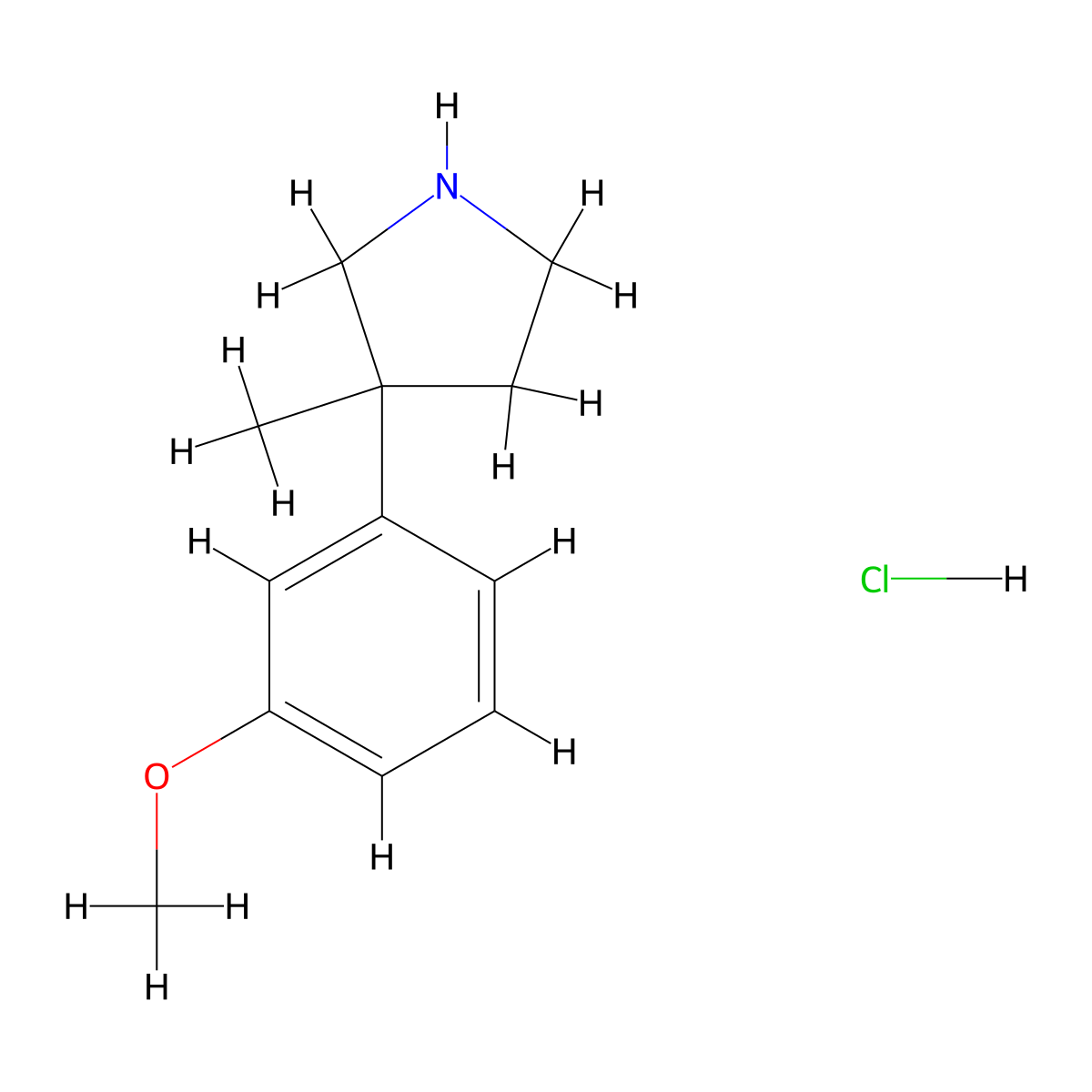 3-(3-Methoxyphenyl)-3-methylpyrrolidine hydrochloride molecular structure, CAS 1236862-24-0