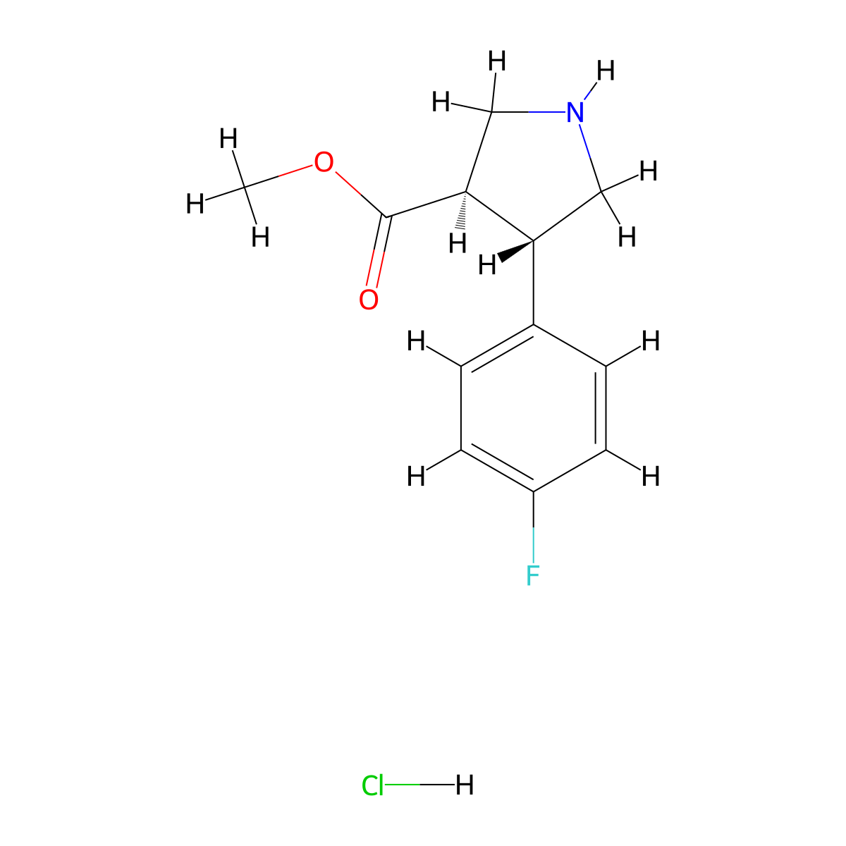 trans-Methyl 4-(4-fluorophenyl)pyrrolidine-3-carboxylate hydrochloride molecular structure, CAS 1236862-40-0