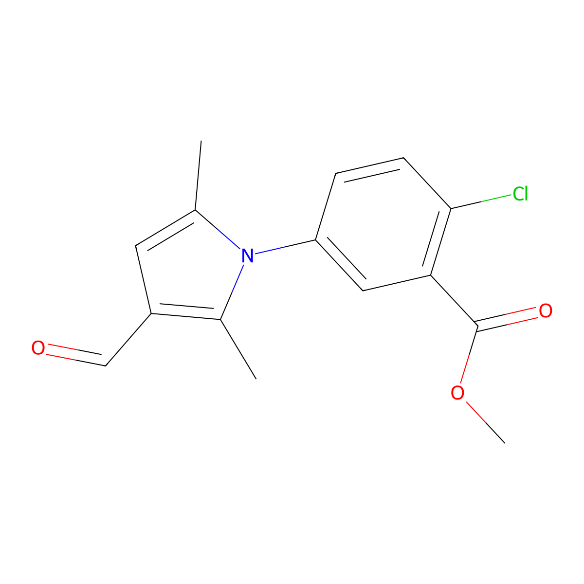 methyl 2-chloro-5-(3-formyl-2,5-dimethyl-1H-pyrrol-1-yl)benzoate molecular structure, CAS 1236915-79-9
