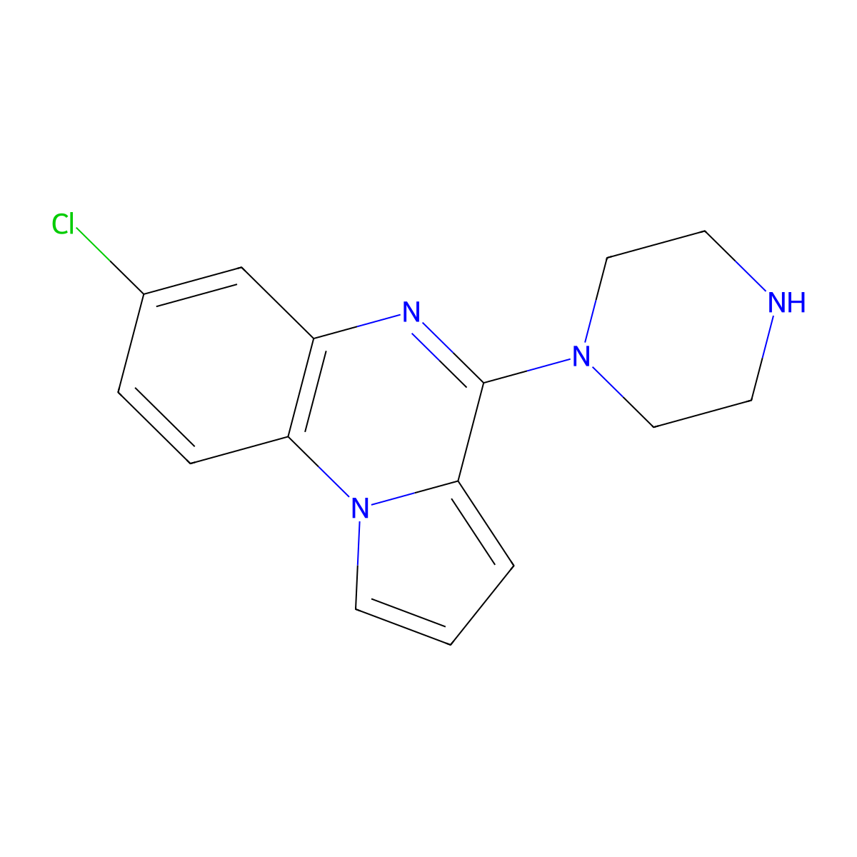 7-Chloro-4-piperazin-1-ylpyrrolo[1,2-a]quinoxaline molecular structure, CAS 1236924-17-6