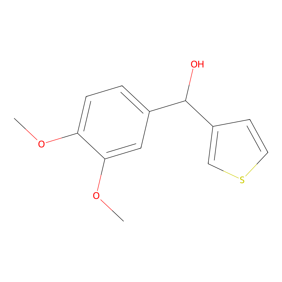 (3,4-Dimethoxyphenyl)(thiophen-3-yl)methanol molecular structure, CAS 123694-59-7