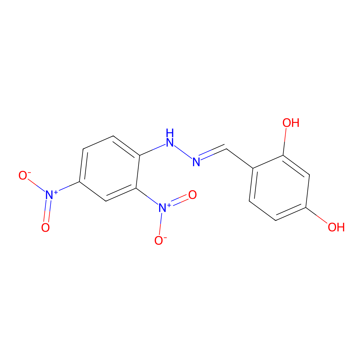 4-[[(2,4-Dinitrophenyl)hydrazinylidene]methyl]benzene-1,3-diol molecular structure, CAS 1237-66-7
