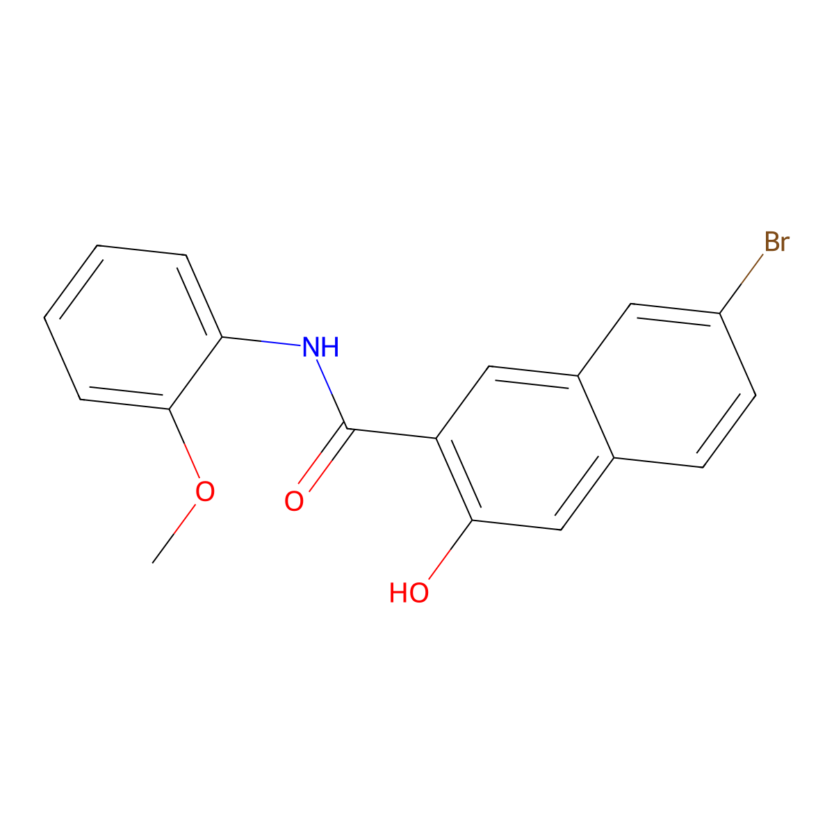 2-Naphthalenecarboxamide, 7-bromo-3-hydroxy-N-(2-methoxyphenyl)- molecular structure, CAS 1237-75-8