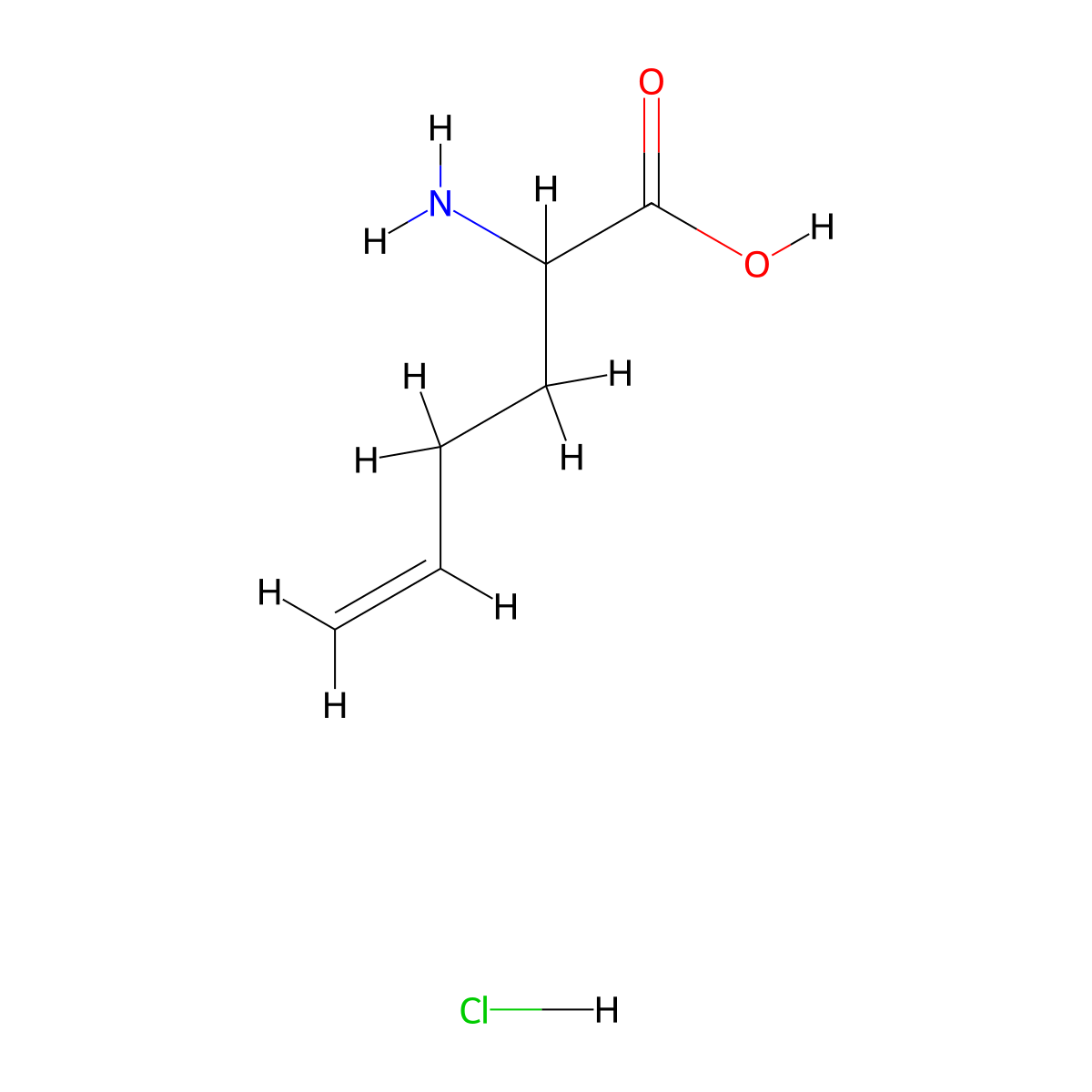 2-Aminohex-5-enoic acid hydrochloride molecular structure, CAS 1237001-51-2