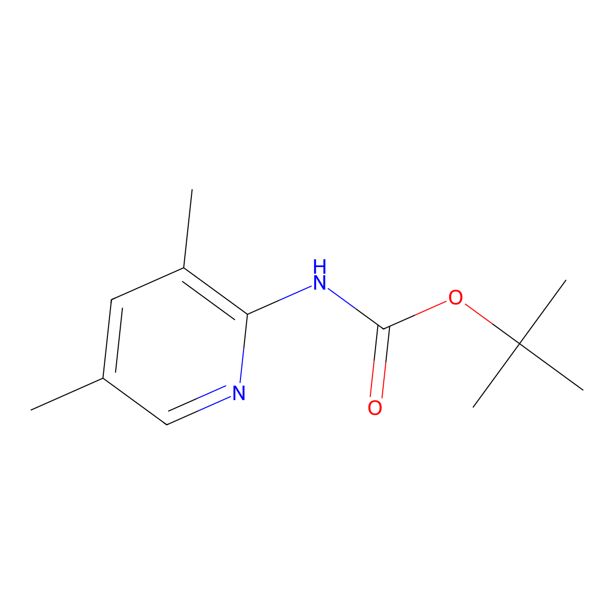 tert-butyl N-(3,5-dimethylpyridin-2-yl)carbamate molecular structure, CAS 1237069-27-0