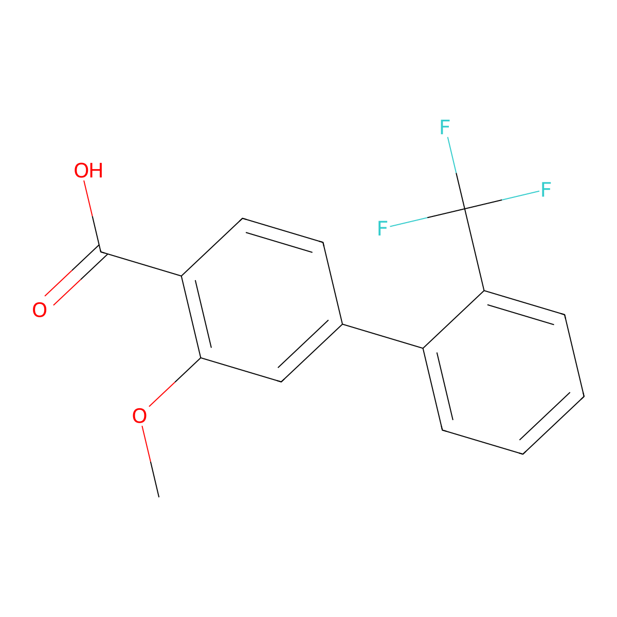 2-Methoxy-4-(2-trifluoromethylphenyl)benzoic acid molecular structure, CAS 1237070-10-8
