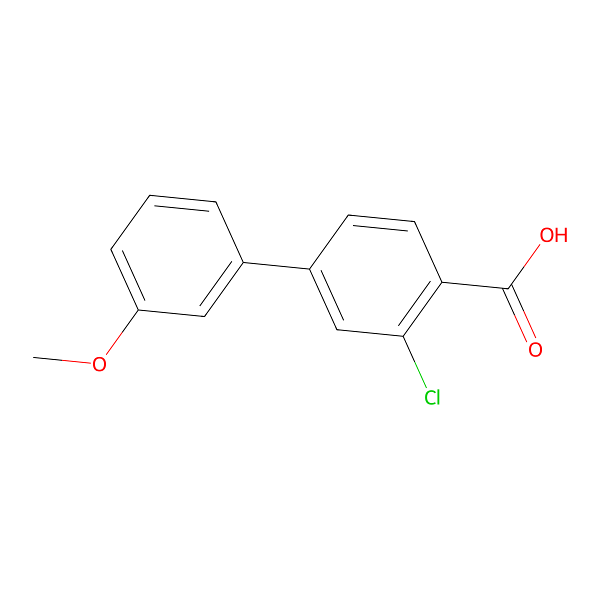 2-Chloro-4-(3-methoxyphenyl)benzoic acid molecular structure, CAS 1237071-49-6