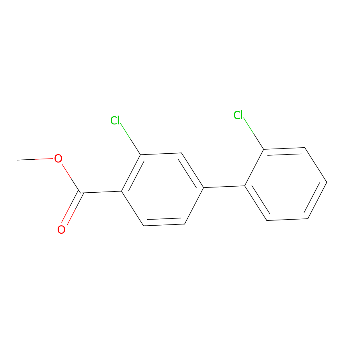 Methyl 2-chloro-4-(2-chlorophenyl)benzoate molecular structure, CAS 1237079-07-0