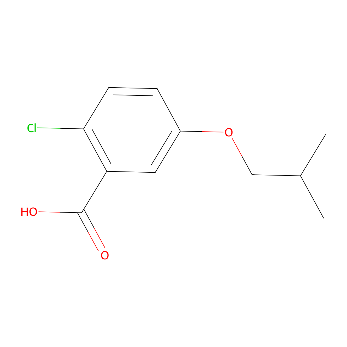 2-Chloro-5-isobutoxybenzoic acid molecular structure, CAS 1237079-75-2