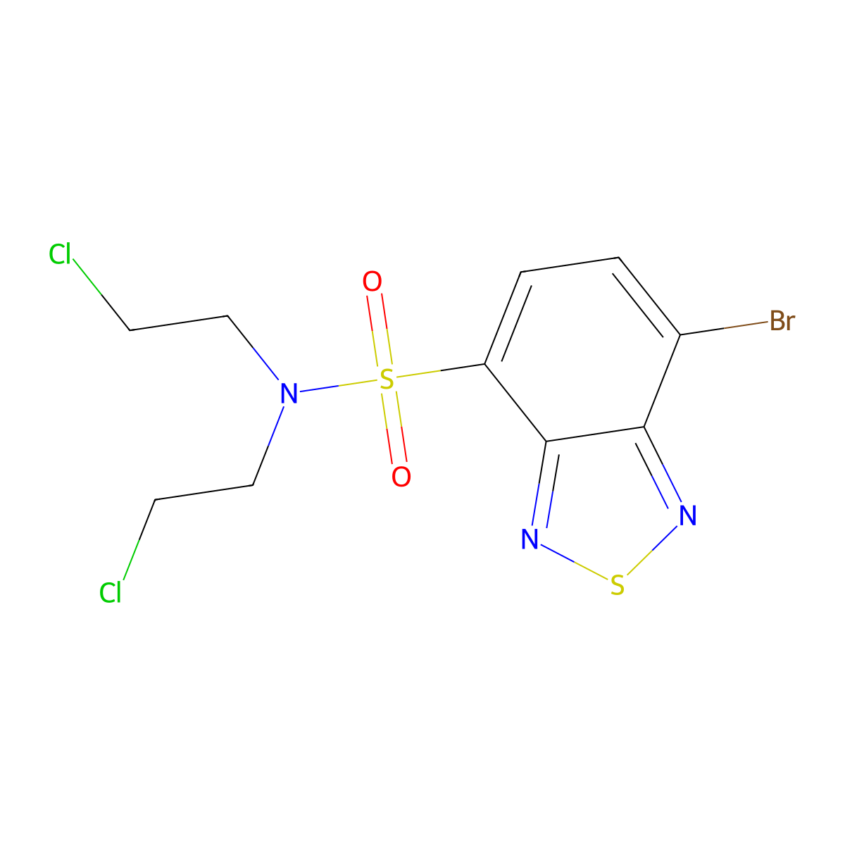 7-bromo-N,N-bis(2-chloroethyl)-2,1,3-benzothiadiazole-4-sulfonamide molecular structure, CAS 123708-36-1